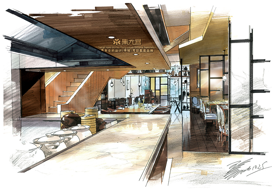 王姜商业空间手绘表现作品欣赏