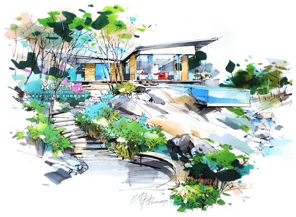 沙沛建筑景观马克笔作品欣赏