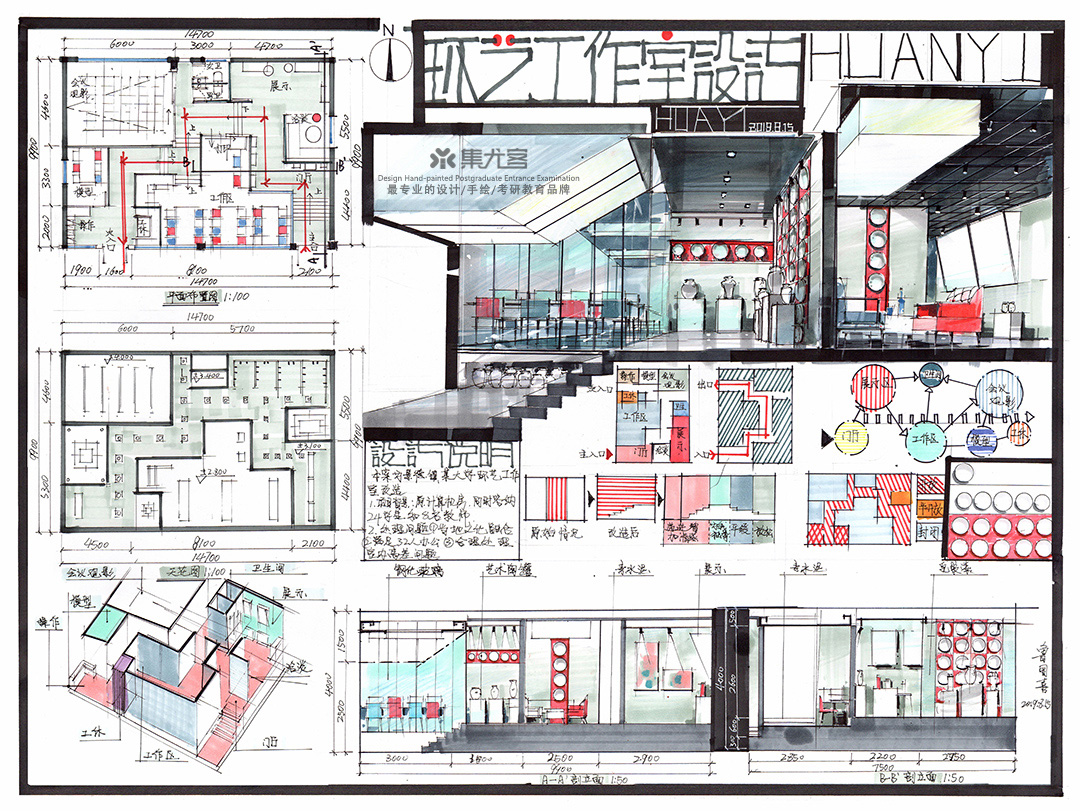 2019年集尤客暑假考研班学生作业展示-工作室手绘快题设计