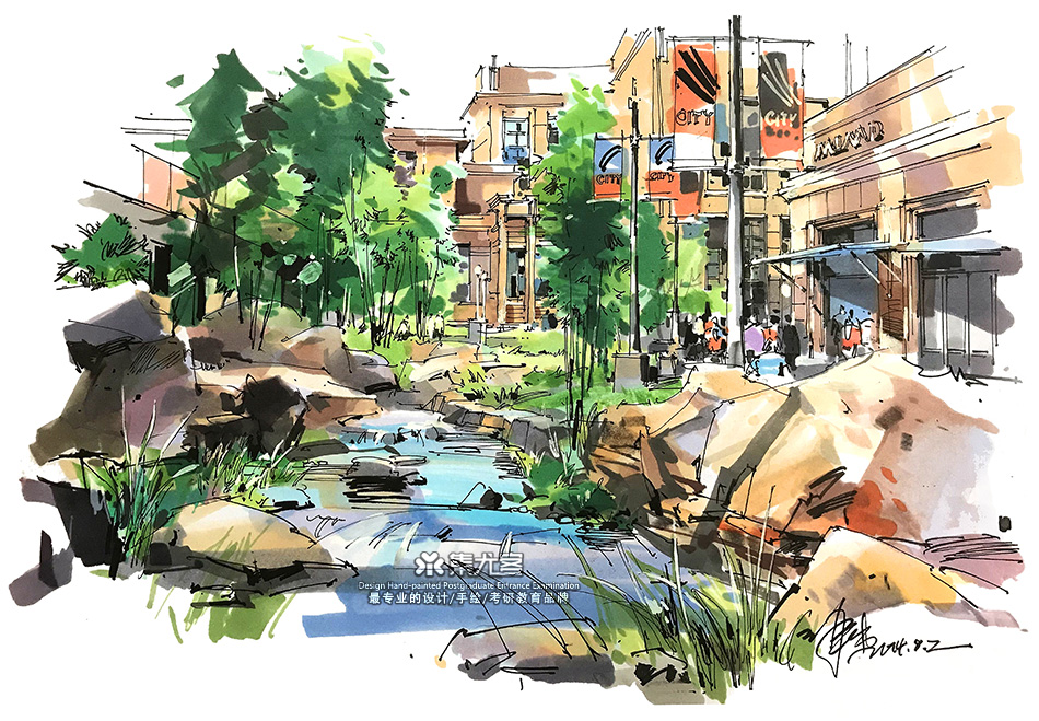 沙沛园林景观手绘表现作品欣赏