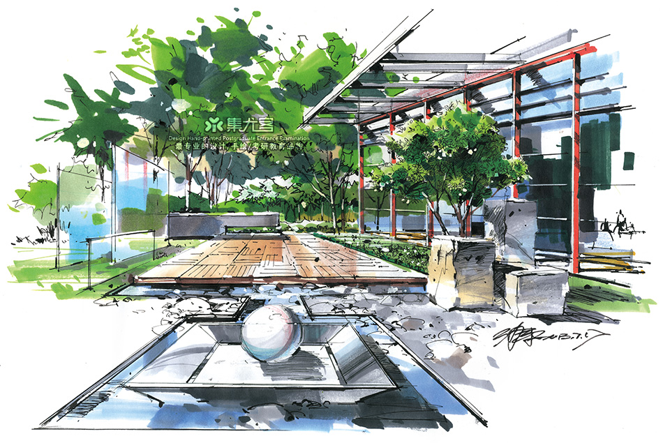 沙沛园林景观手绘表现作品欣赏