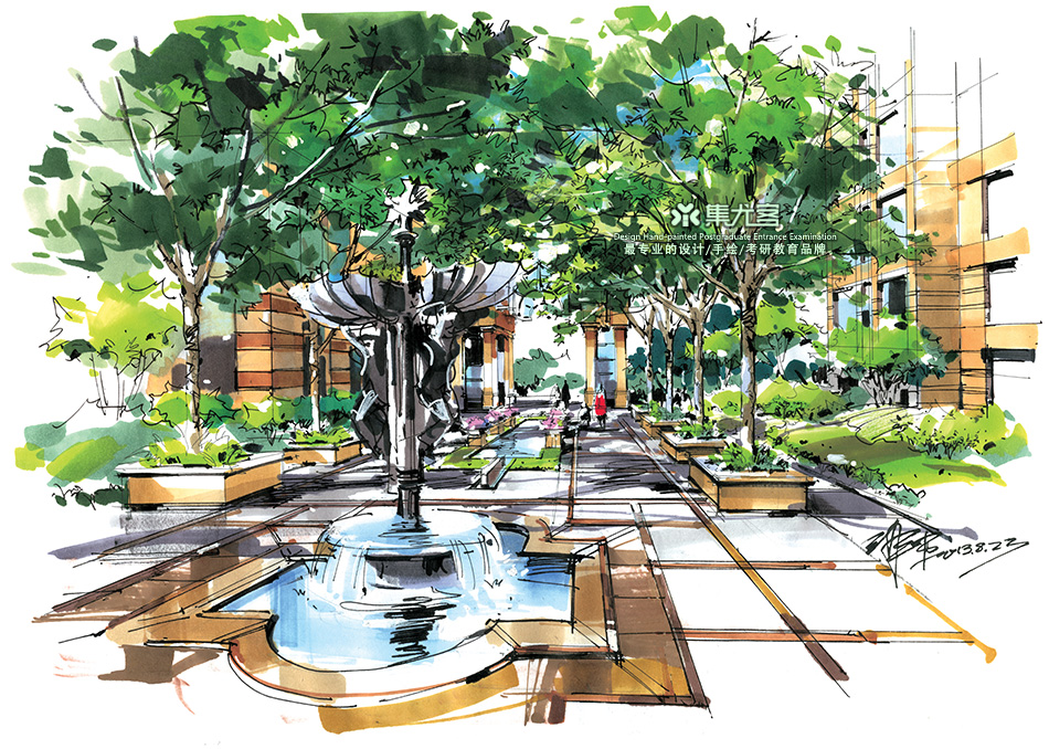 沙沛园林景观手绘表现作品欣赏