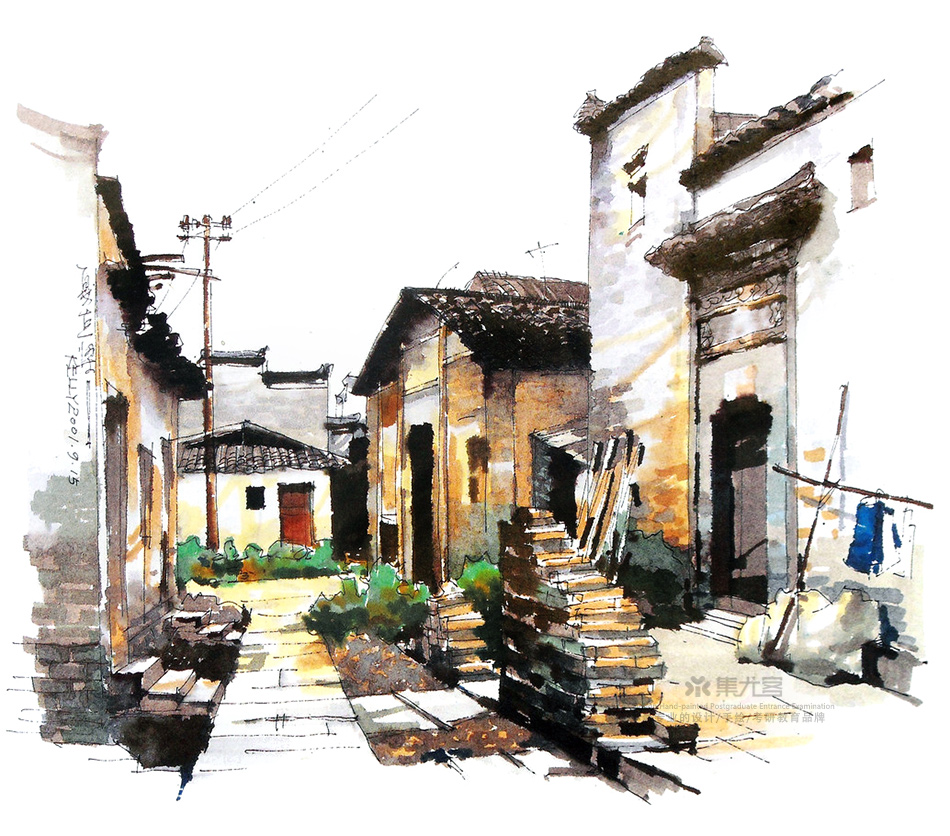 夏克梁马克笔手绘之江南写生