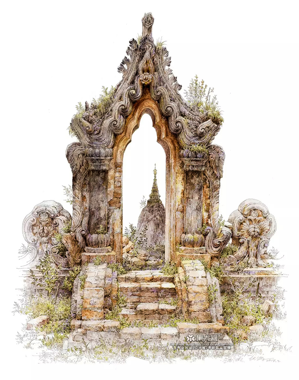 夏克梁马克笔手绘之东南亚庙宇