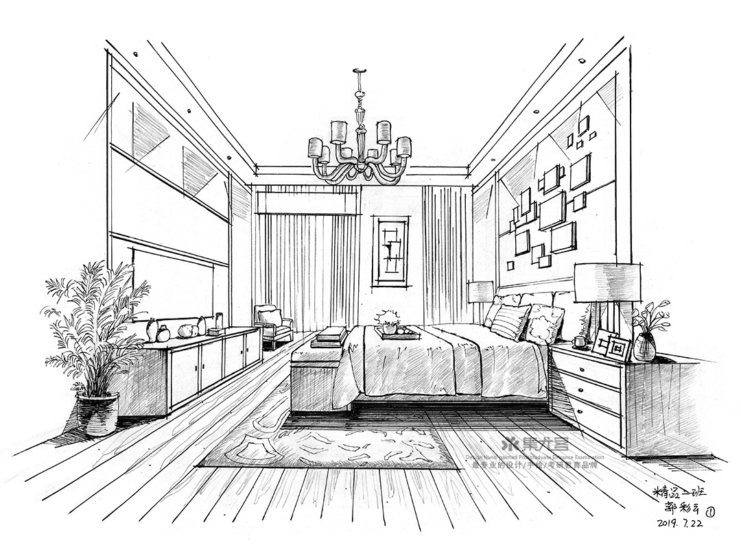 2019年集尤客暑假精品班学生作品展示-室内手绘线稿