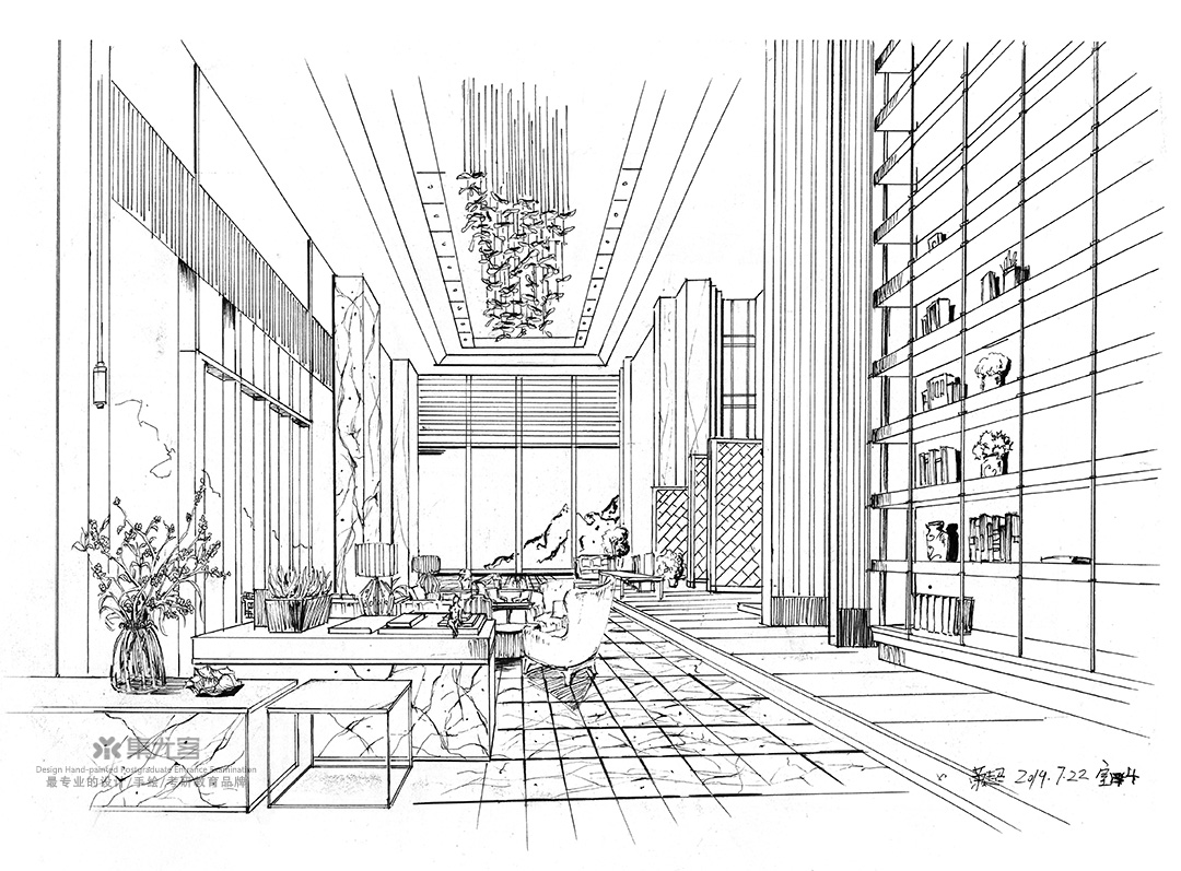 2019年集尤客暑假考研班学生作业展示室内手绘线稿