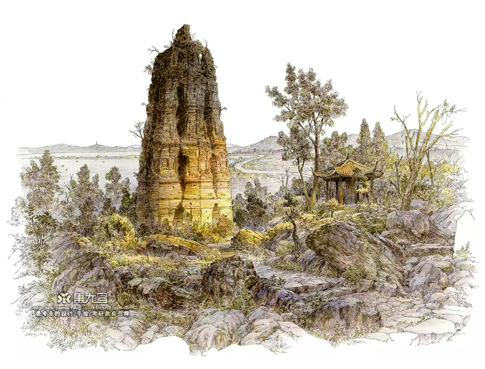 夏克梁马克笔手绘之中国古建筑