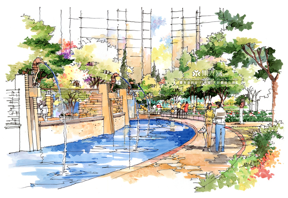 马晓晨建筑景观手绘作品欣赏二