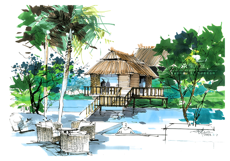 陈红卫建筑景观手绘作品欣赏一