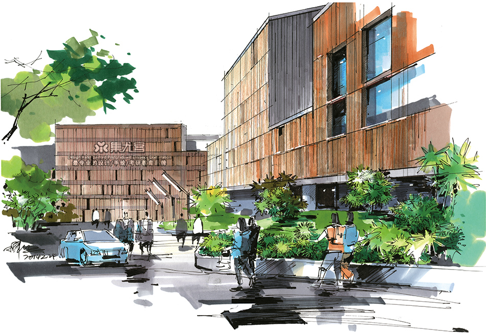 陈红卫建筑景观手绘作品欣赏一