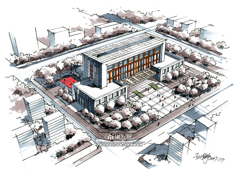 孙大野建筑设计手绘表现作品欣赏