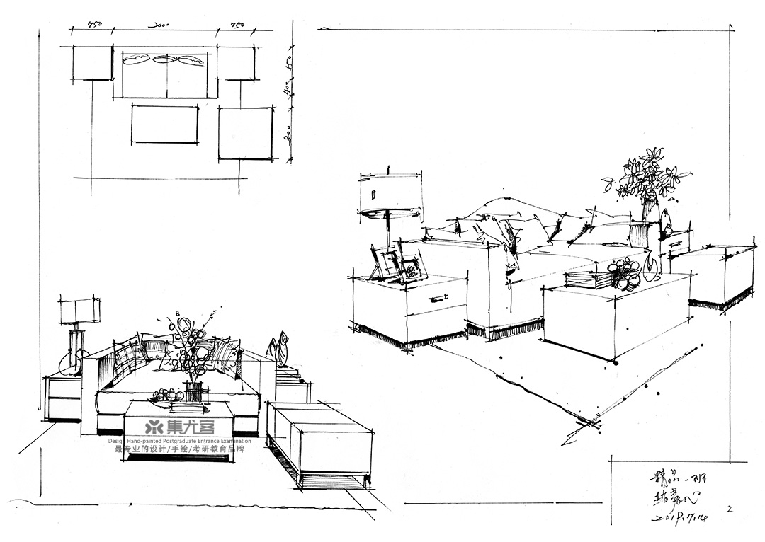 2019年集尤客暑假班学生作业展示-家具组合手绘