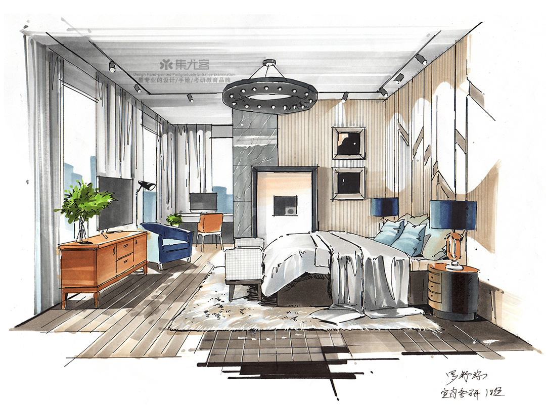 2019年集尤客暑假班学生作业展示-家居室内手绘