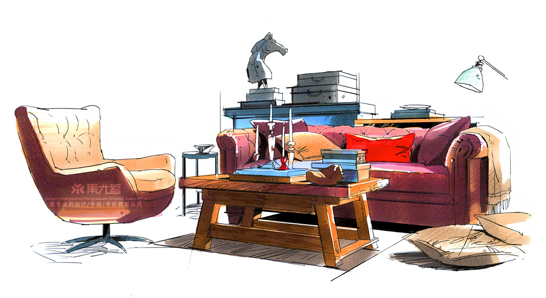 丁震单体家具手绘作品欣赏