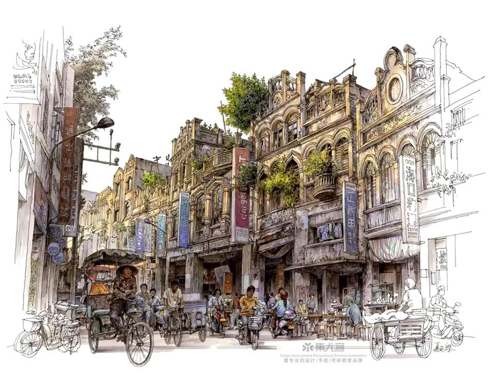 夏克梁马克笔手绘之东南亚建筑