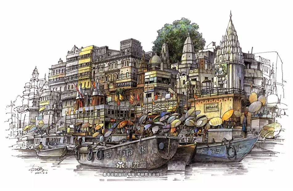 夏克梁马克笔手绘之东南亚建筑