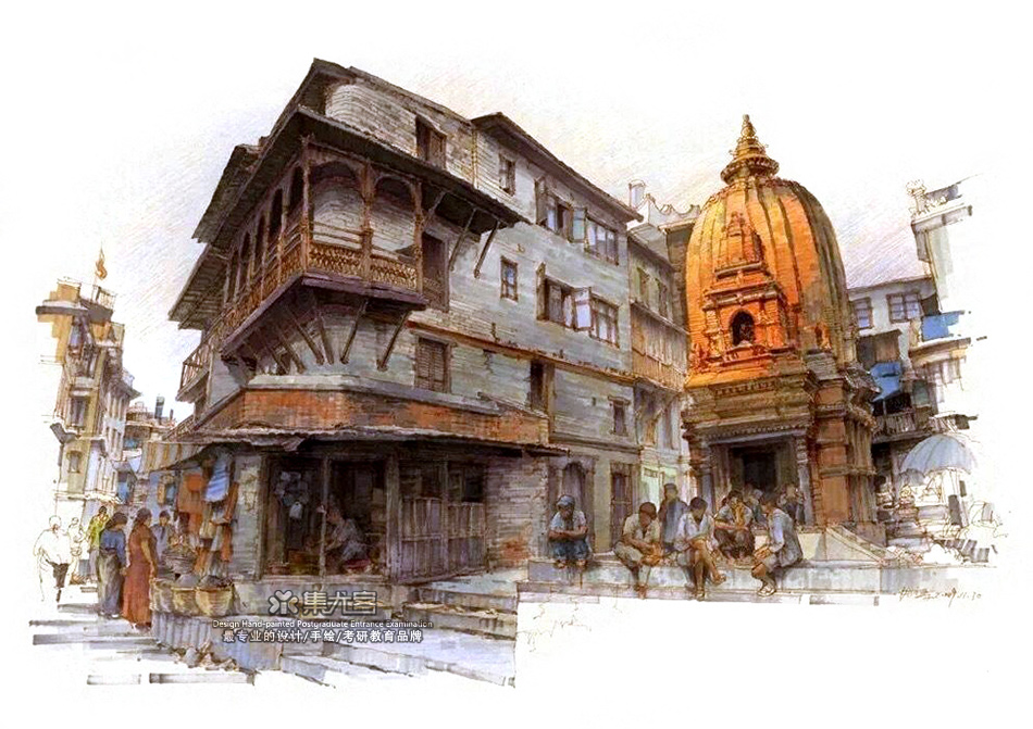 夏克梁马克笔手绘之东南亚建筑