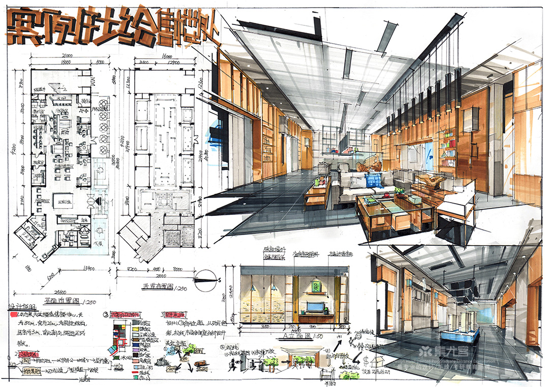 2019年集尤客暑假考研班学生作业展示商业空间手绘快题