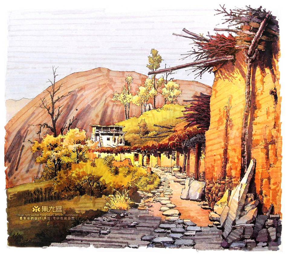 夏克梁马克笔手绘之川渝民居