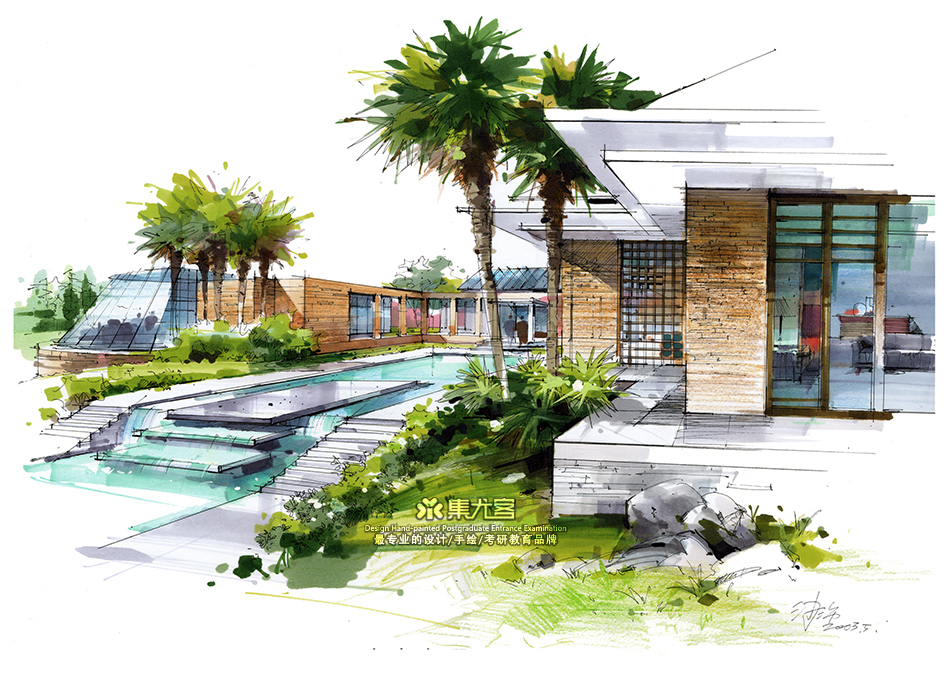 沙沛建筑景观马克笔作品欣赏